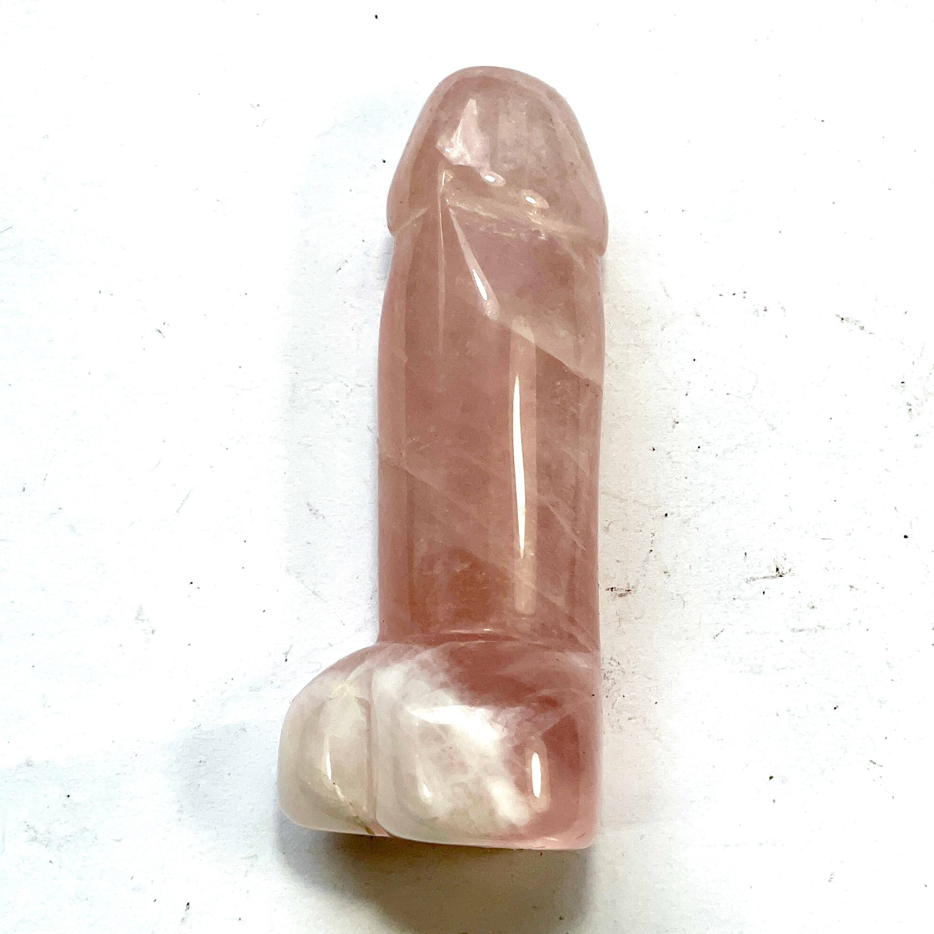DVH 2.5" Rose Quartz Phallus Natural Crystal Penis Fascinus Sculpture (6344) - DVHdesigns