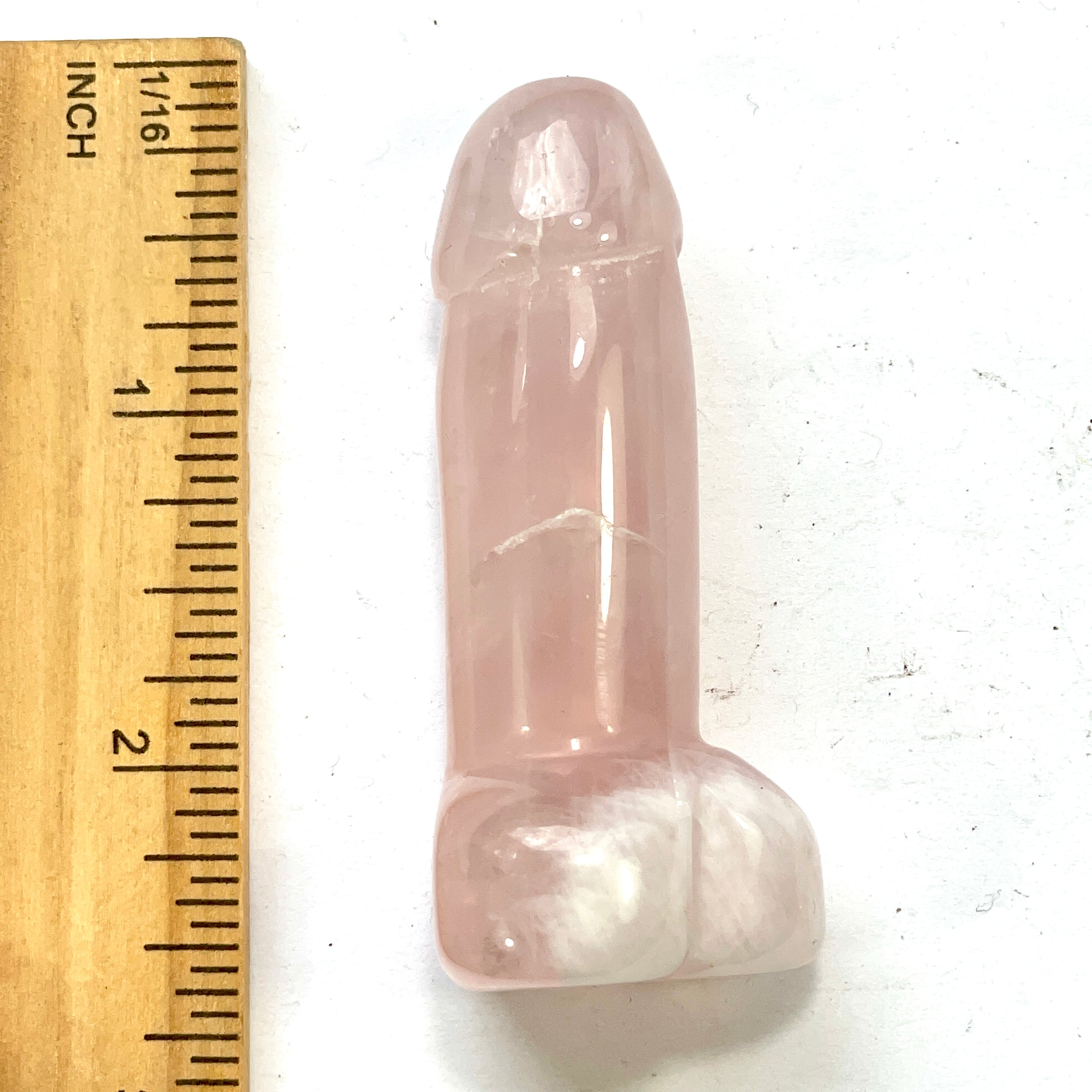 DVH 2.5" Rose Quartz Phallus Natural Crystal Penis Fascinus Sculpture (6344) - DVHdesigns