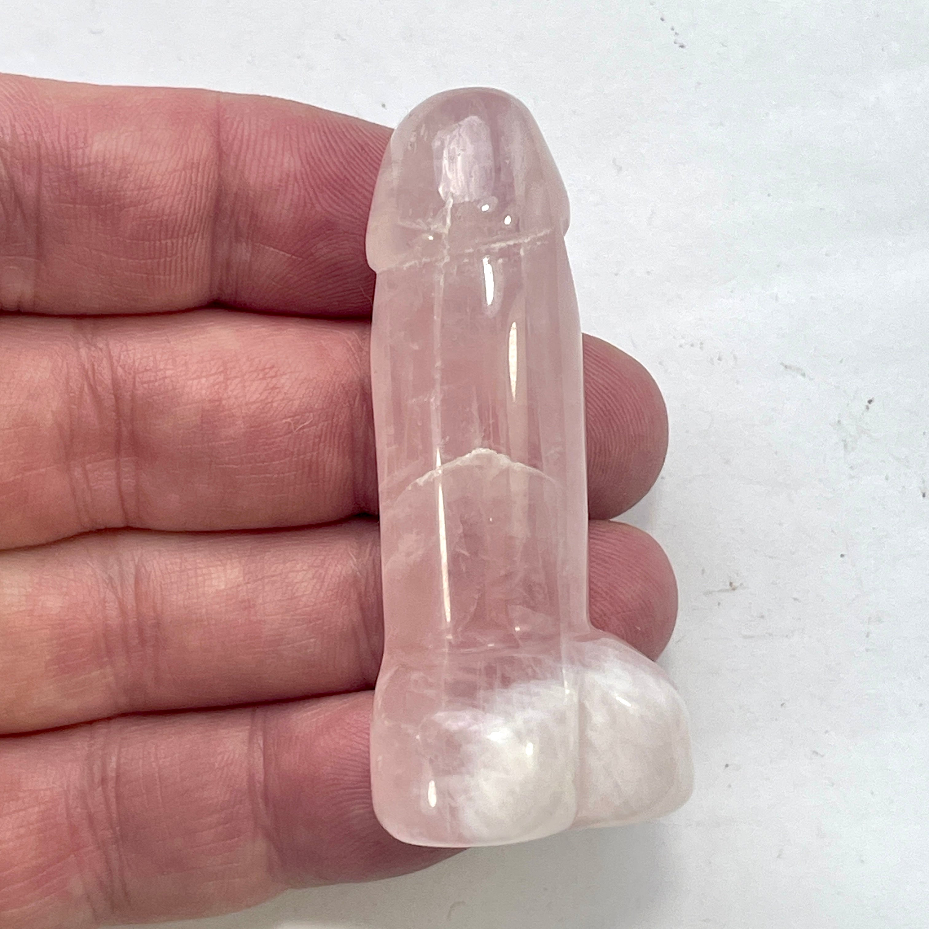 DVH 2.5" Rose Quartz Phallus Natural Crystal Penis Fascinus Sculpture (6344) - DVHdesigns