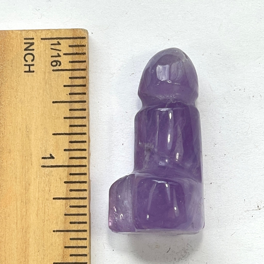 DVH 1.5" Amethyst Quartz Phallus Natural Crystal Penis Fascinus Sculpture (6345) - DVHdesigns