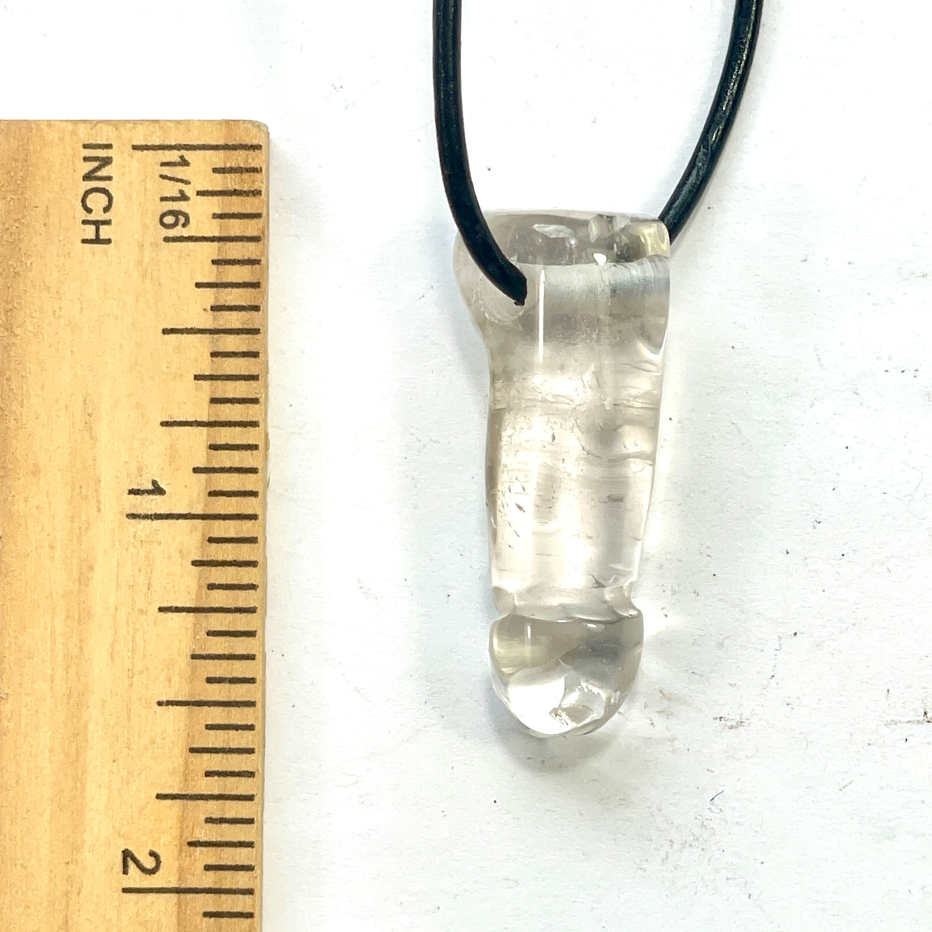 DVH 1.5" Quartz Phallus Natural Crystal Penis Fascinus Bead Pendant (6346) - DVHdesigns