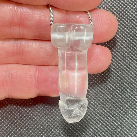 DVH 2" Quartz Phallus Natural Crystal Penis Fascinus Bead Pendant (6408) - DVHdesigns