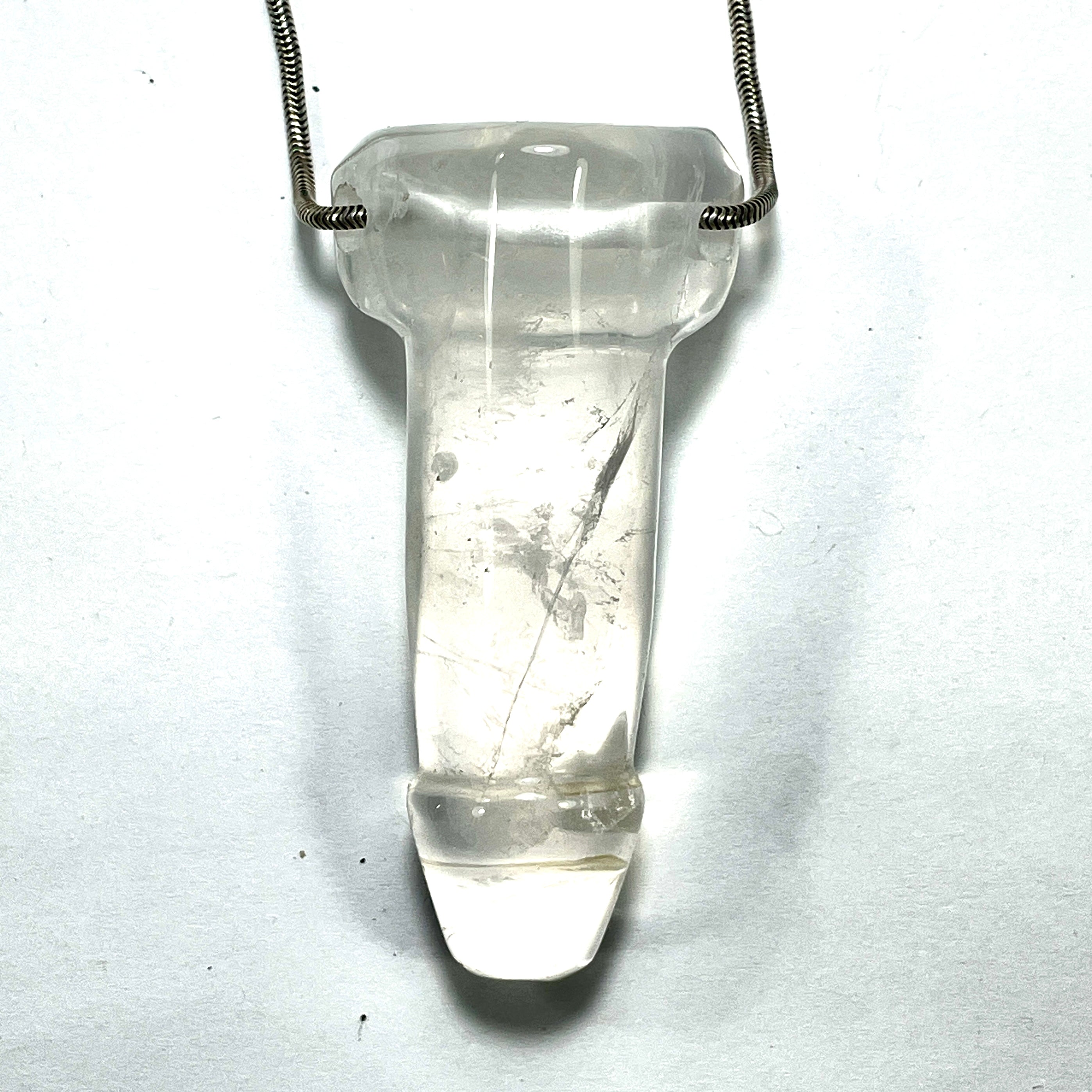 DVH 2.5" Quartz Phallus Natural Crystal Penis Fascinus Bead Pendant (6455)