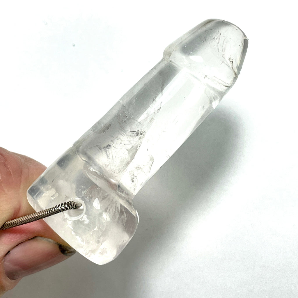 DVH 2.5" Quartz Phallus Natural Crystal Penis Fascinus Bead Pendant (6455)