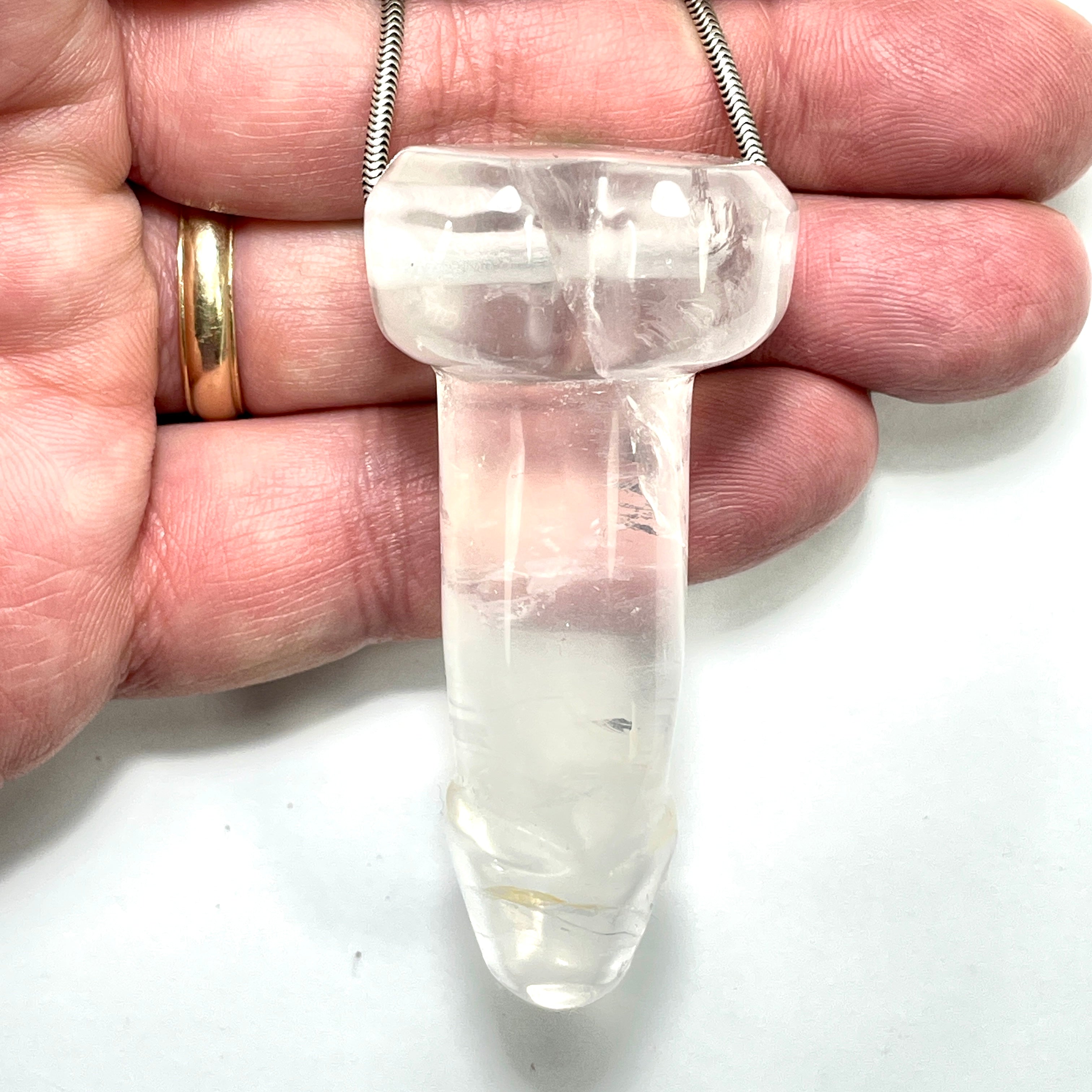 DVH 2.5" Quartz Phallus Natural Crystal Penis Fascinus Bead Pendant (6455)