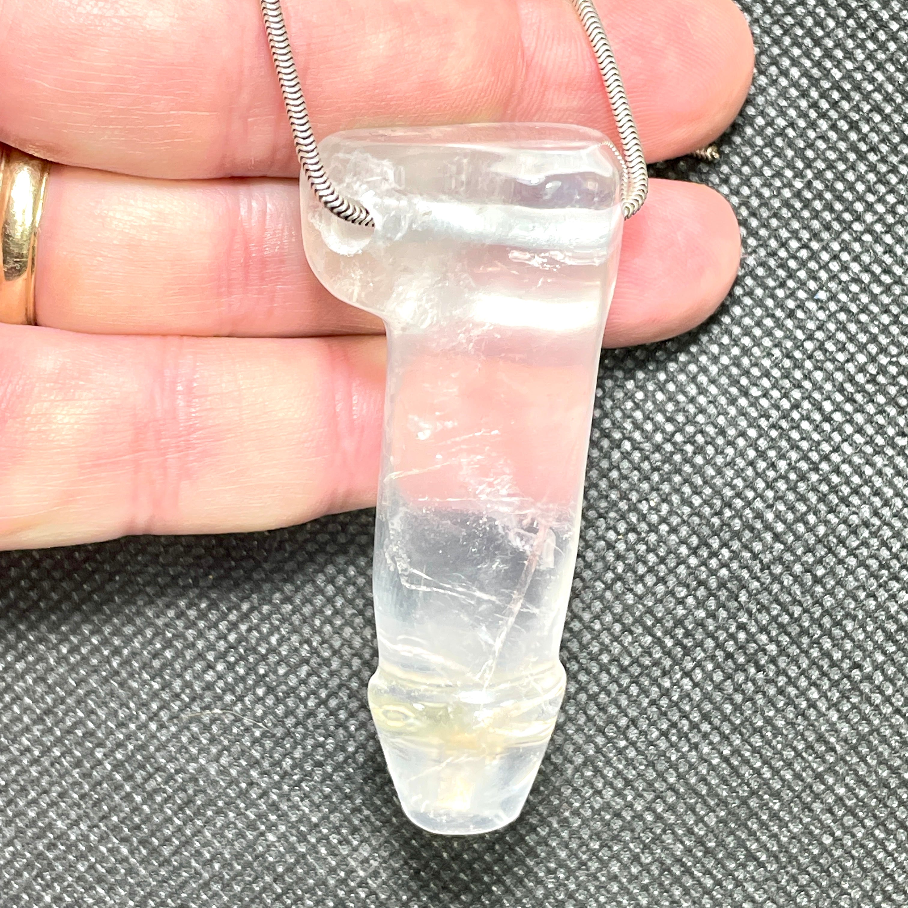 DVH 2.5" Quartz Phallus Natural Crystal Penis Fascinus Bead Pendant (6455)
