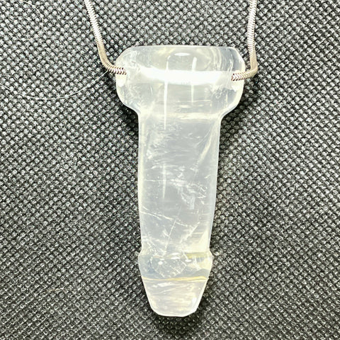 DVH 2.5" Quartz Phallus Natural Crystal Penis Fascinus Bead Pendant (6455)