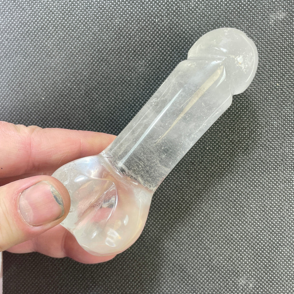 DVH 4.5" Quartz Phallus Natural Crystal Penis Fascinus Bead Pendant (6492) - DVHdesigns