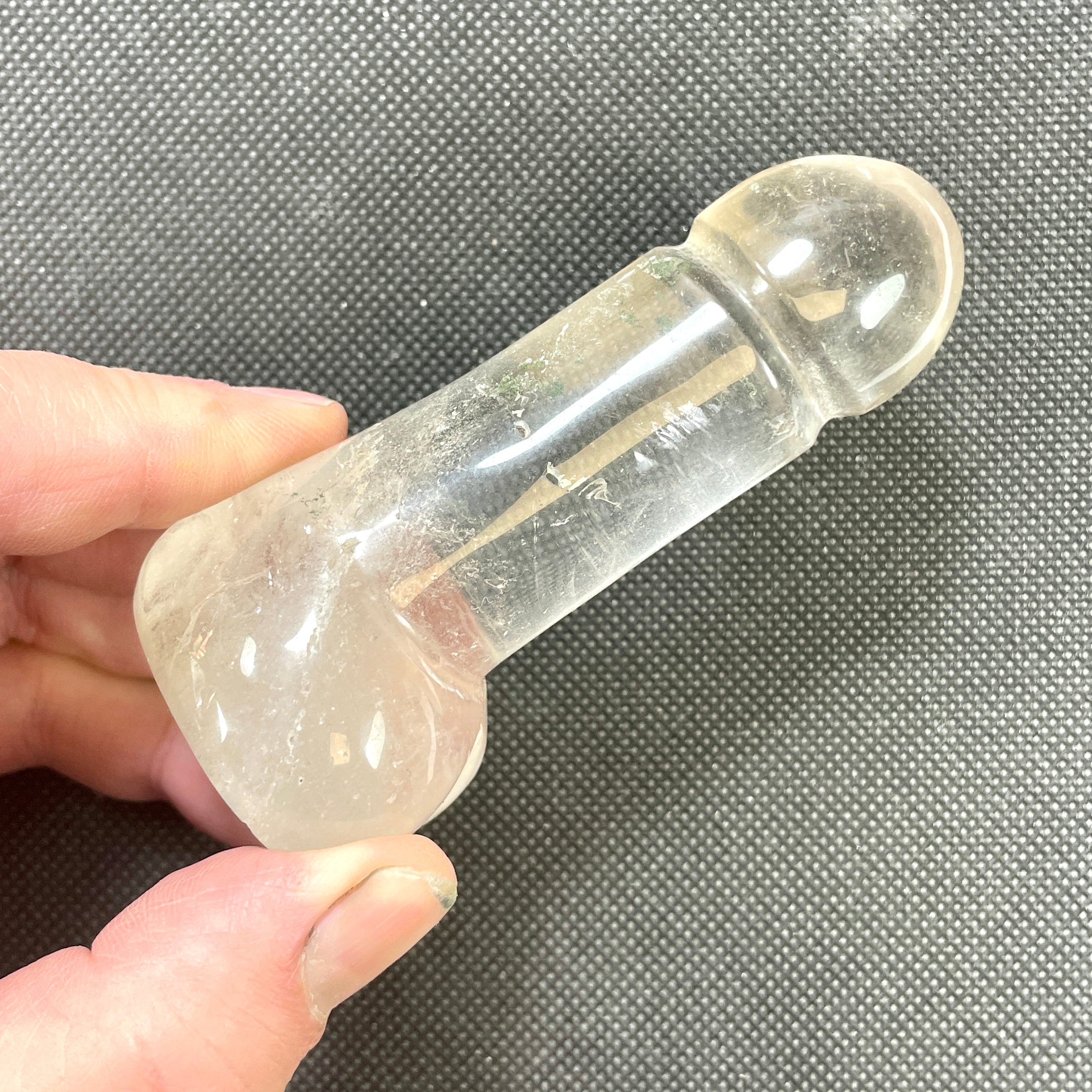 DVH 3.5" Quartz Phallus Natural Crystal Penis Fascinus Bead Pendant (6493)