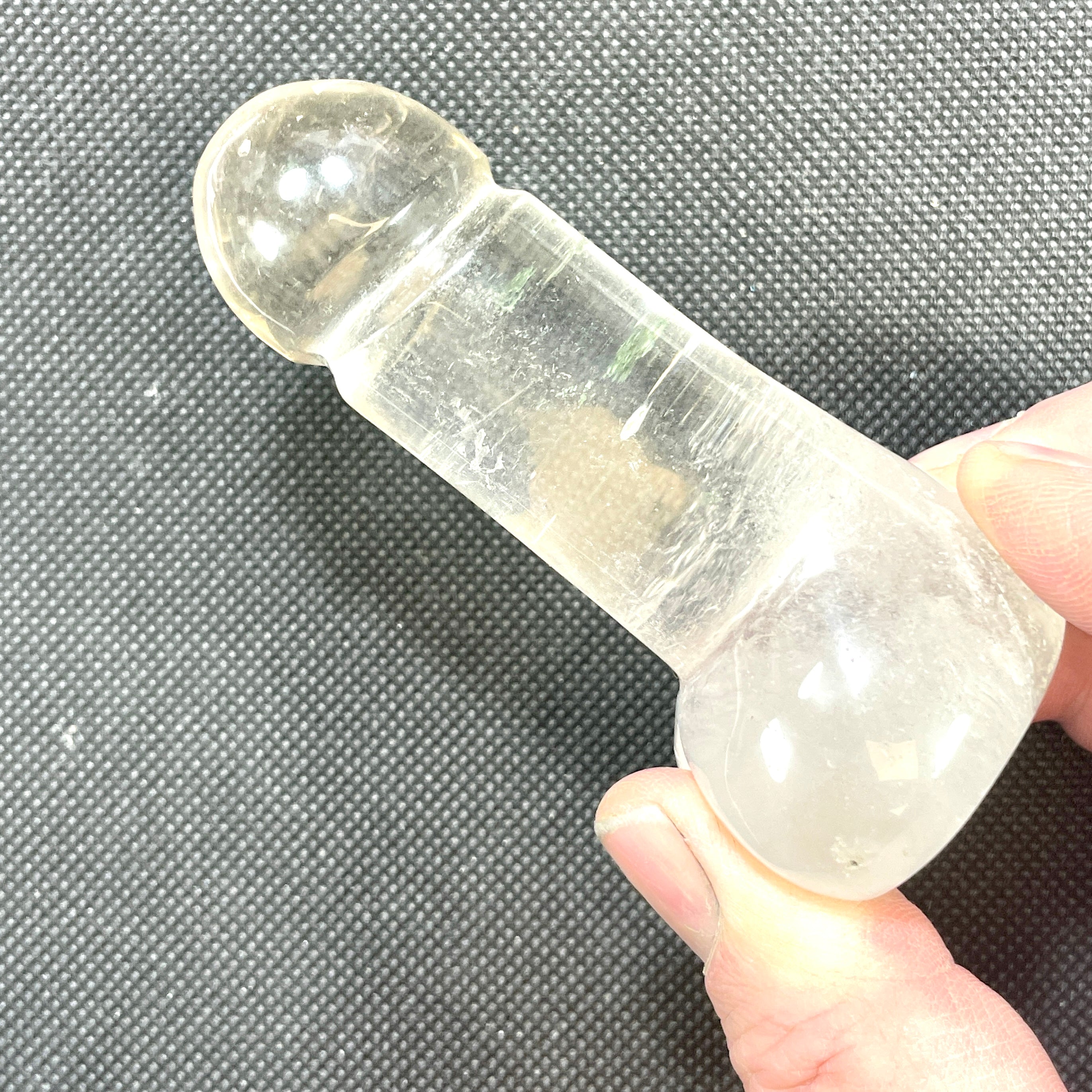 DVH 3.5" Quartz Phallus Natural Crystal Penis Fascinus Bead Pendant (6493)