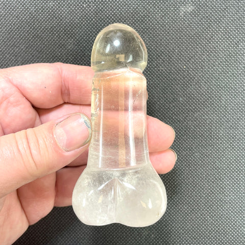 DVH 3.5" Quartz Phallus Natural Crystal Penis Fascinus Bead Pendant (6493)