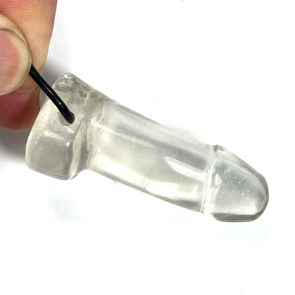 DVH 2.25" Quartz Phallus Natural Crystal Penis Fascinus Bead Pendant (6793)