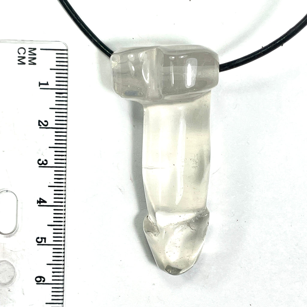 DVH 2.25" Quartz Phallus Natural Crystal Penis Fascinus Bead Pendant (6793)