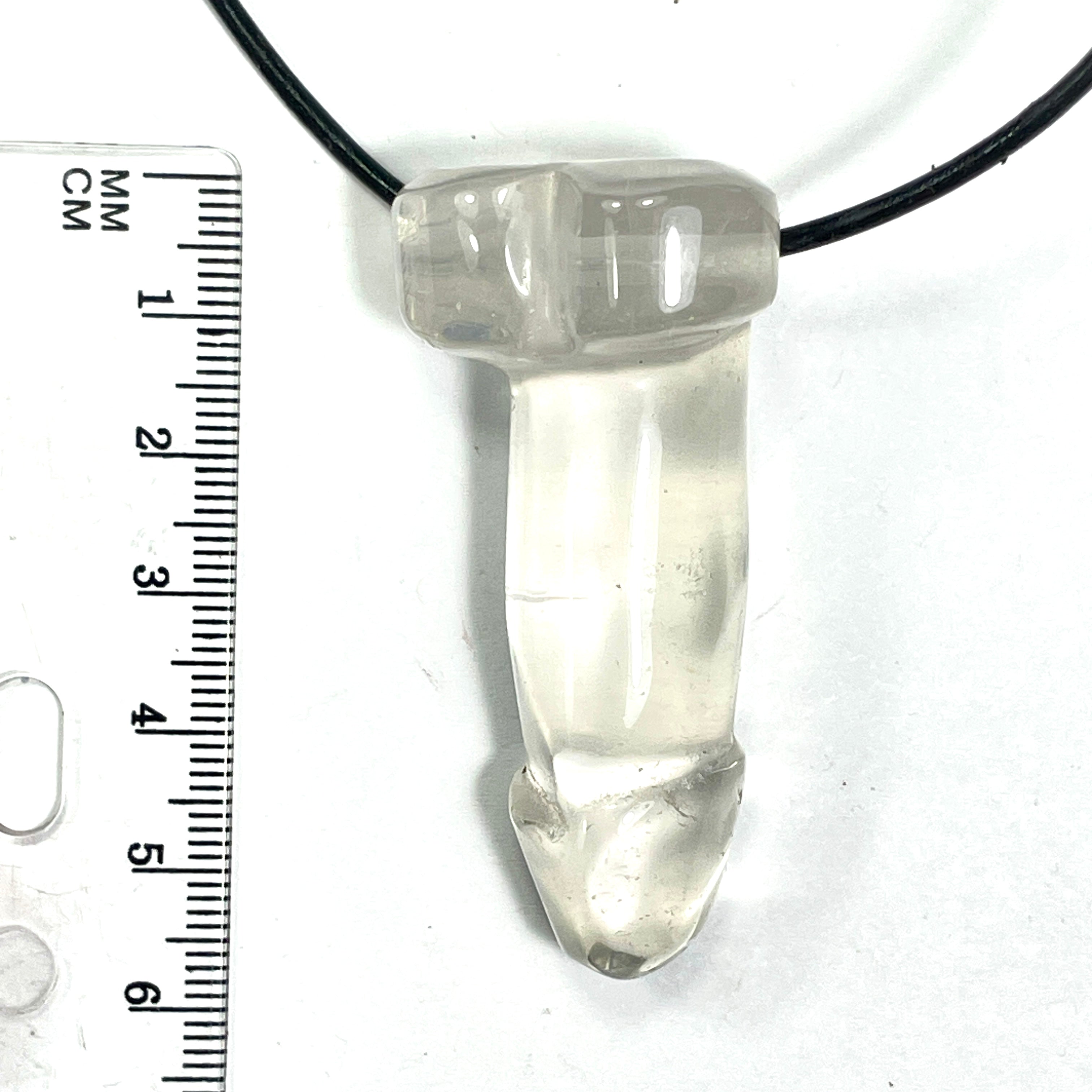 DVH 2.25" Quartz Phallus Natural Crystal Penis Fascinus Bead Pendant (6793)