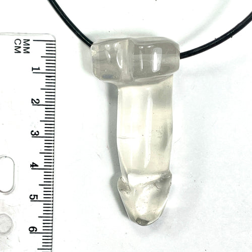 DVH 2.25" Quartz Phallus Natural Crystal Penis Fascinus Bead Pendant (6793)