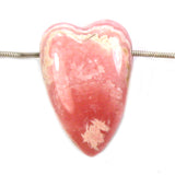 DVH Natural Rhodochrosite Heart Bead Pendant 40x27x15mm (5653)