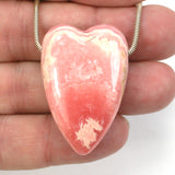 DVH Natural Rhodochrosite Heart Bead Pendant 40x27x15mm (5653)