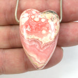 DVH Natural Rhodochrosite Heart Bead Pendant 40x27x15mm (5653)