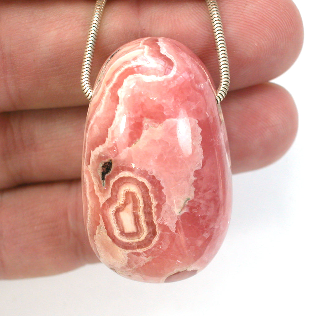 DVH Natural Rhodochrosite Bead Pendant Custom 42x25x24mm (5656) - DVHdesigns