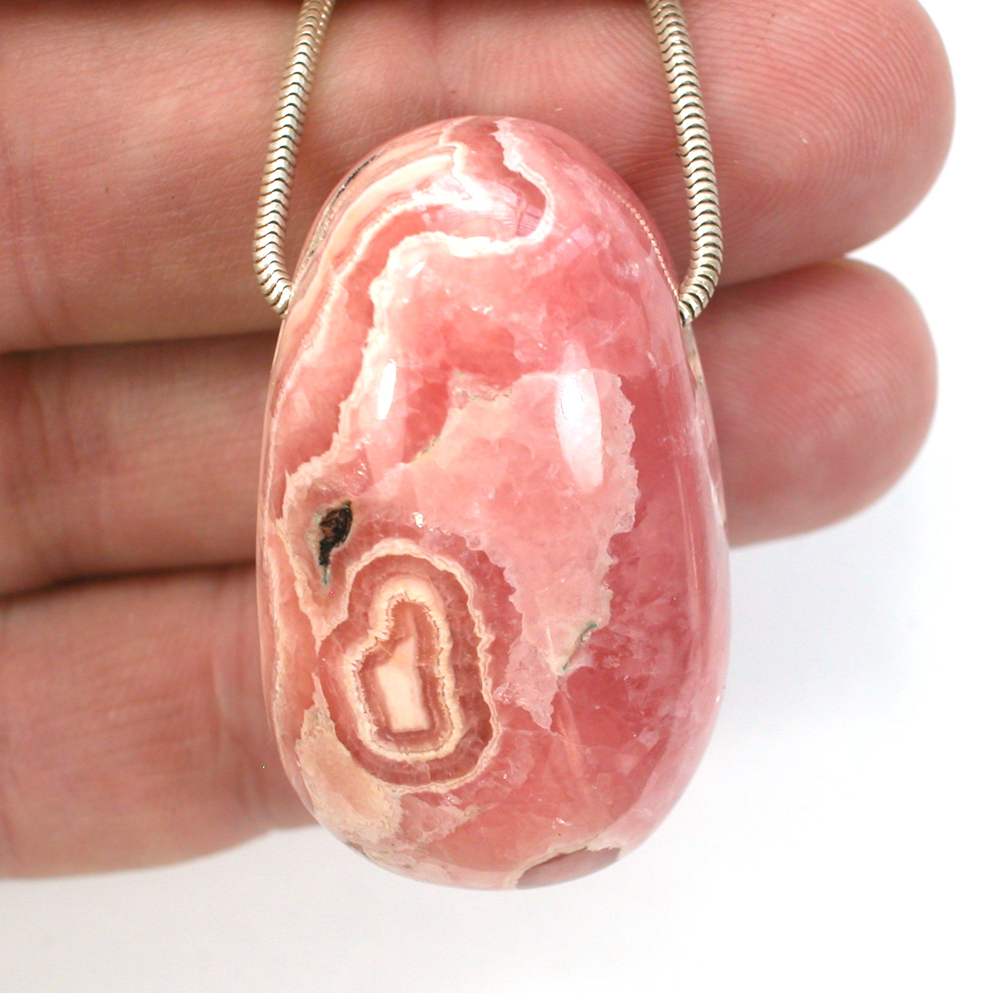DVH Natural Rhodochrosite Bead Pendant Custom 42x25x24mm (5656) - DVHdesigns
