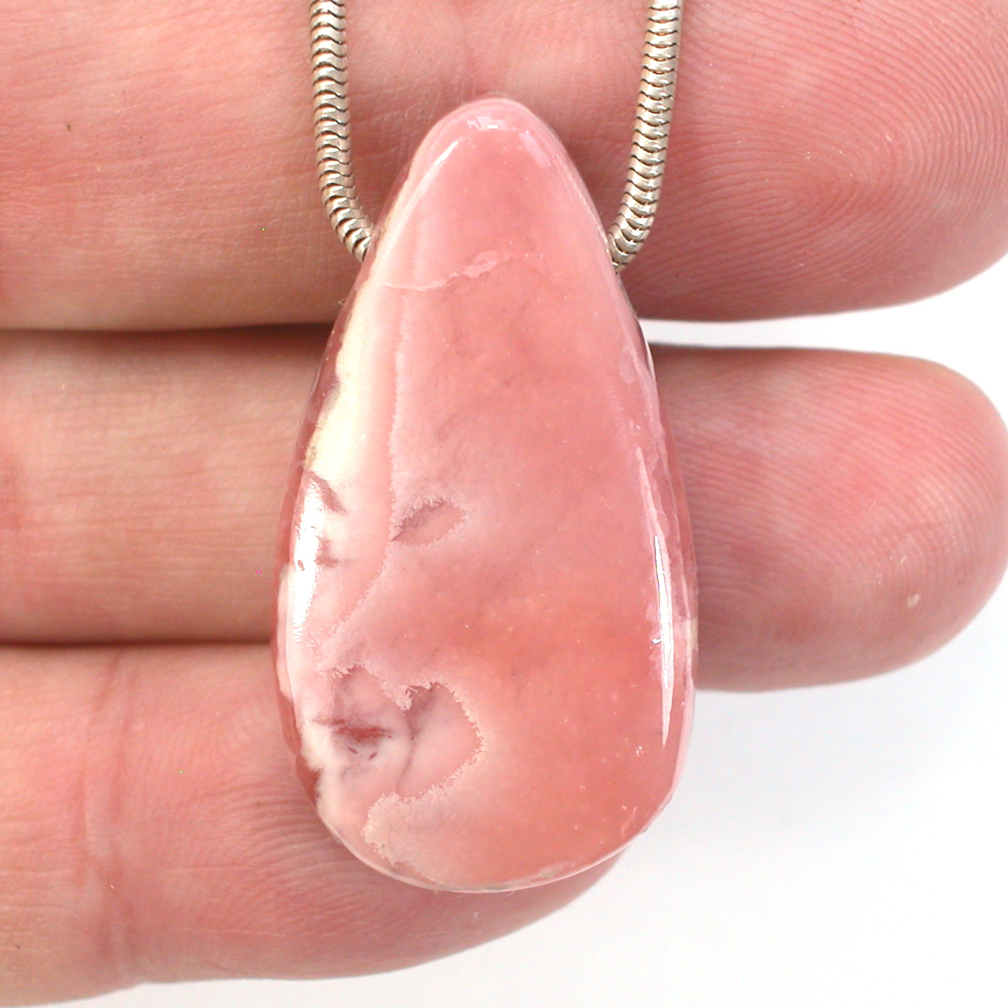 DVH Natural Rhodochrosite Bead Pendant Custom 37x20x10mm (5658) - DVHdesigns
