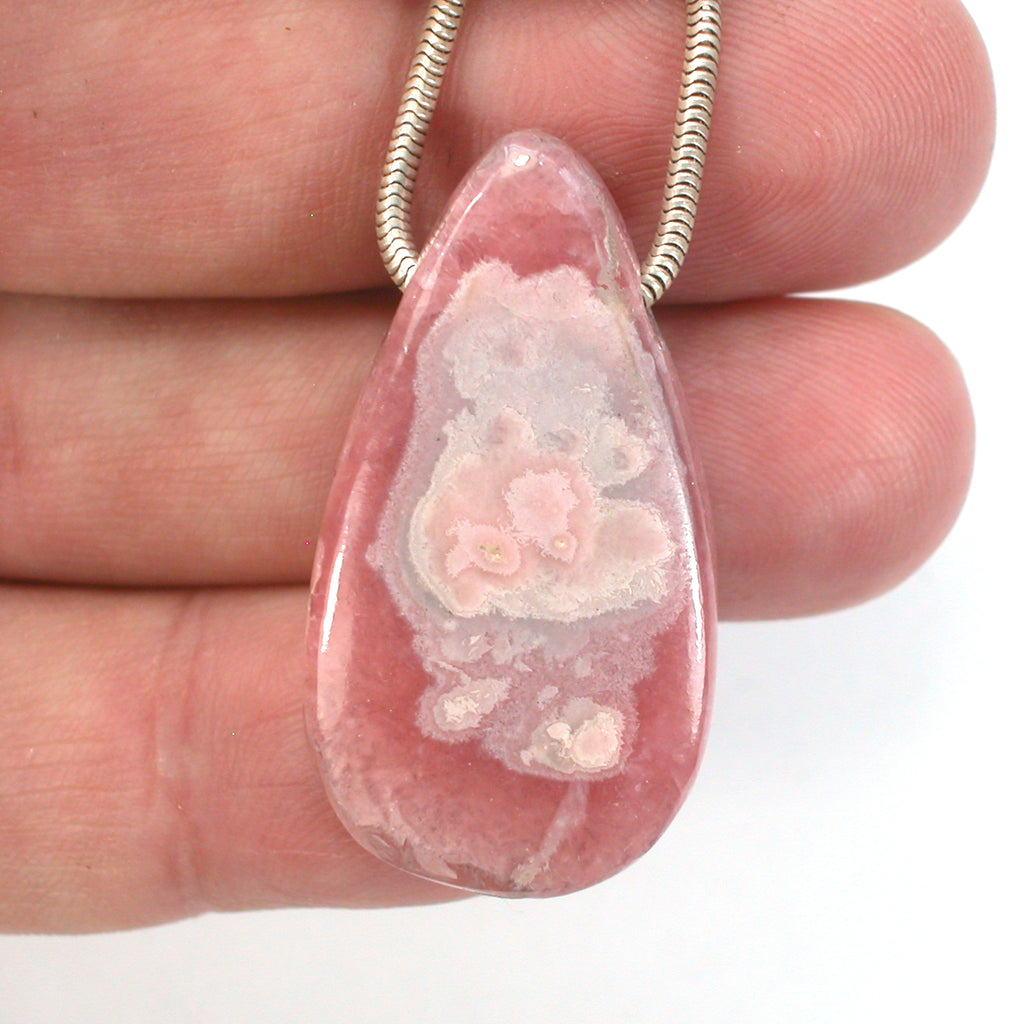 DVH Natural Rhodochrosite Bead Pendant Custom 37x20x10mm (5658) - DVHdesigns
