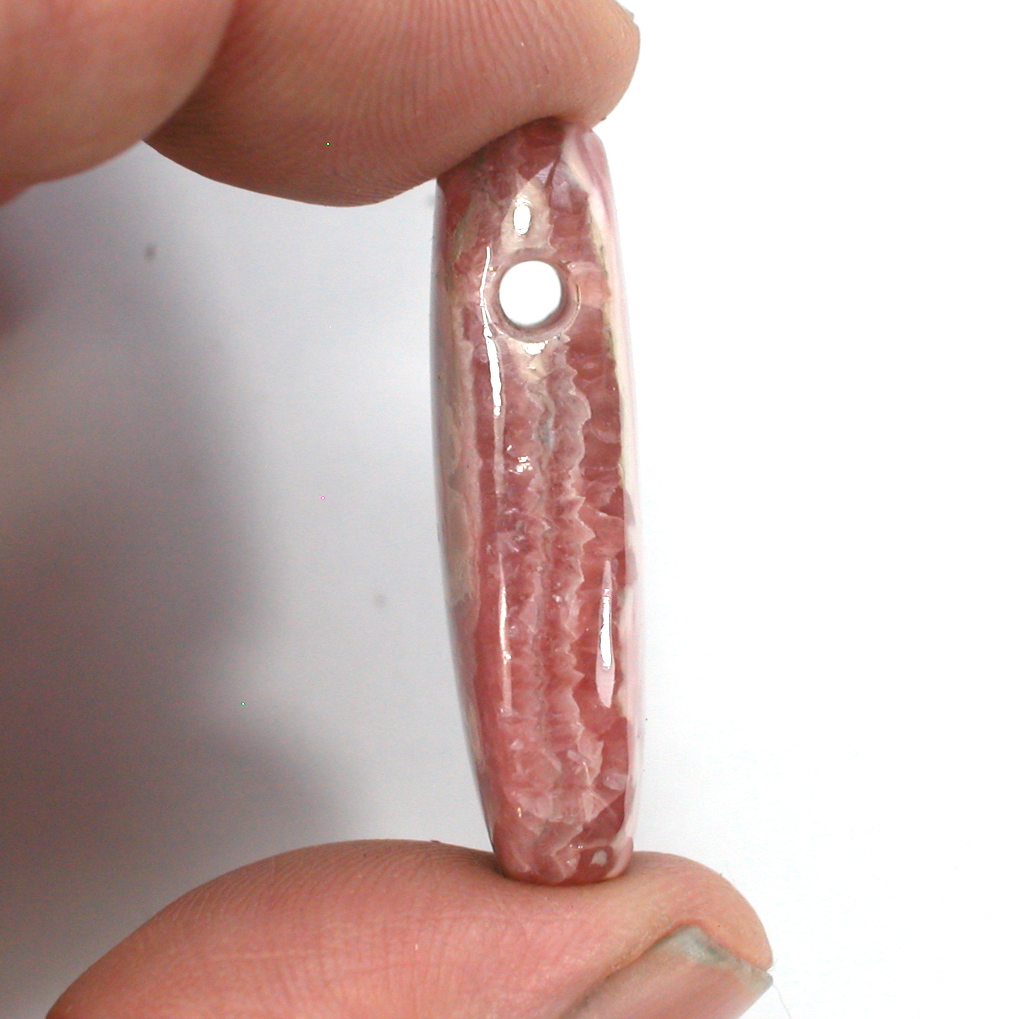 DVH Natural Rhodochrosite Bead Pendant Custom 37x20x10mm (5658) - DVHdesigns