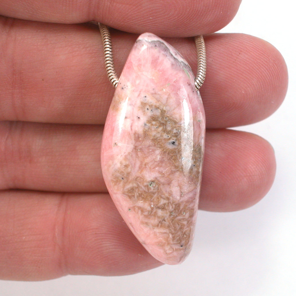 DVH Natural Rhodochrosite Bead Pendant Custom 43x19x12mm (5659) - DVHdesigns