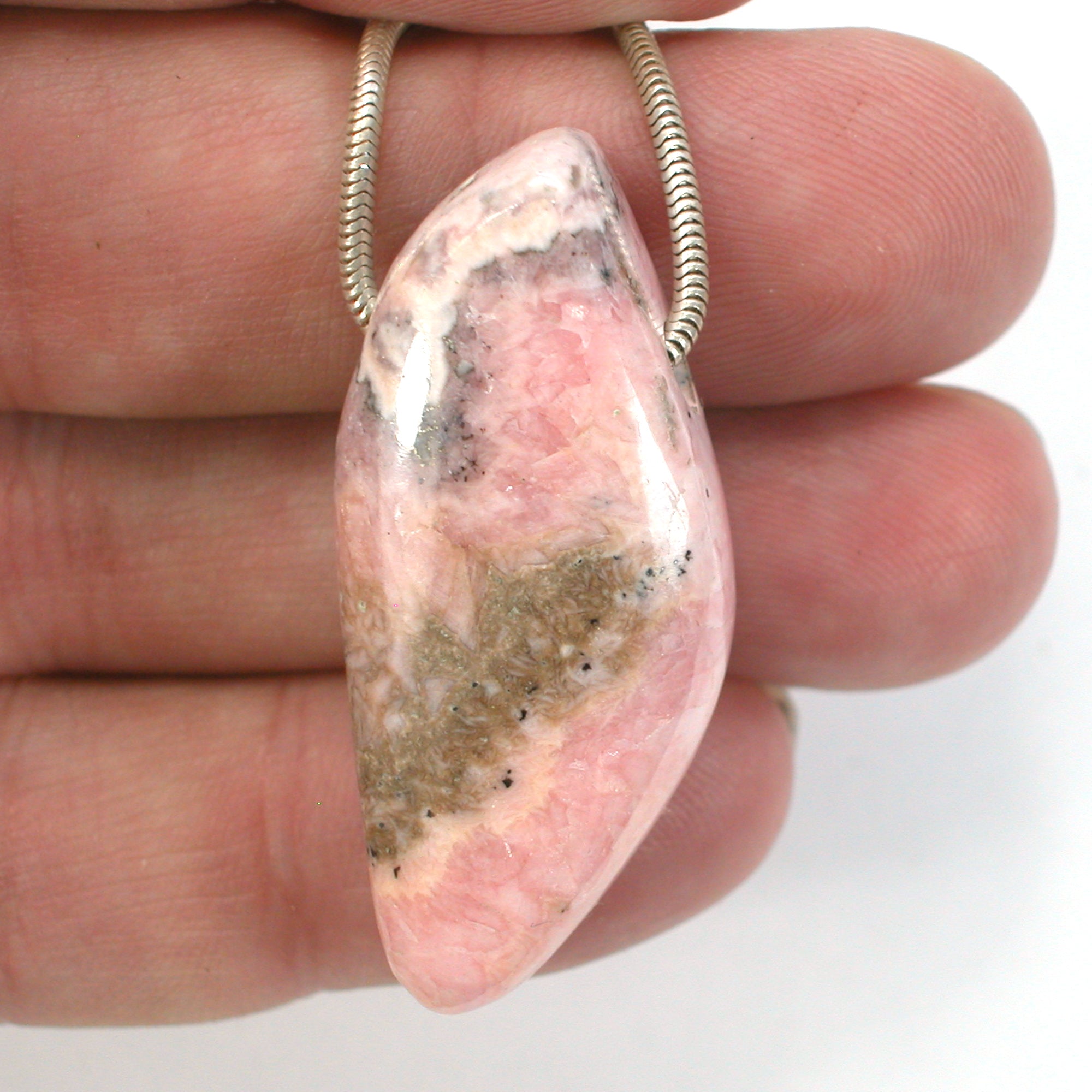 DVH Natural Rhodochrosite Bead Pendant Custom 43x19x12mm (5659) - DVHdesigns