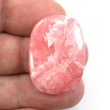 DVH Natural Rhodochrosite Cabochon Freeform Argentina 34x24x4 (5677)