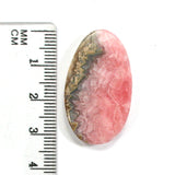 DVH Natural Rhodochrosite & Calcite Cabochon Freeform 33x19x5mm (5678)