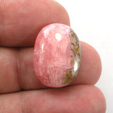 DVH Natural Rhodochrosite Cabochon Freeform Argentina 21x16x4mm (5682)