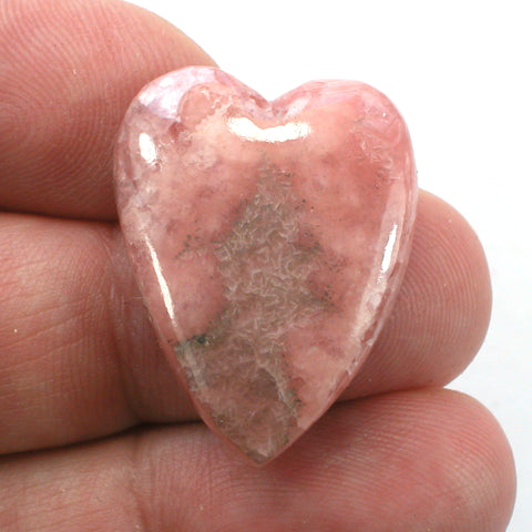 DVH Natural Rhodochrosite Heart Cabochon Freeform Argentina 29x23x5mm (5683)