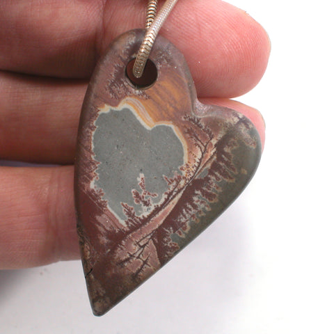 DVH Sonora Dendritic Rhyolite Heart in Heart Pendant Bead Matte 50x31x6mm (5596)