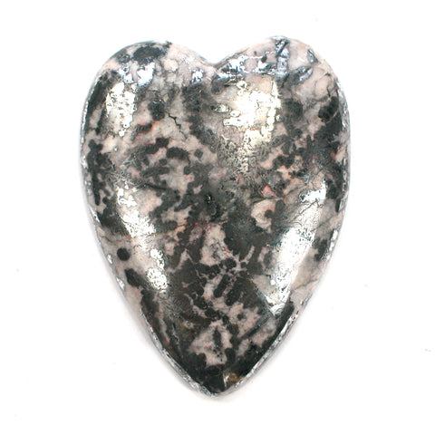 DVH 39g Dendritic Silver Ore Heart Cabochon Dendrites Langis Mine 50x38x8mm
