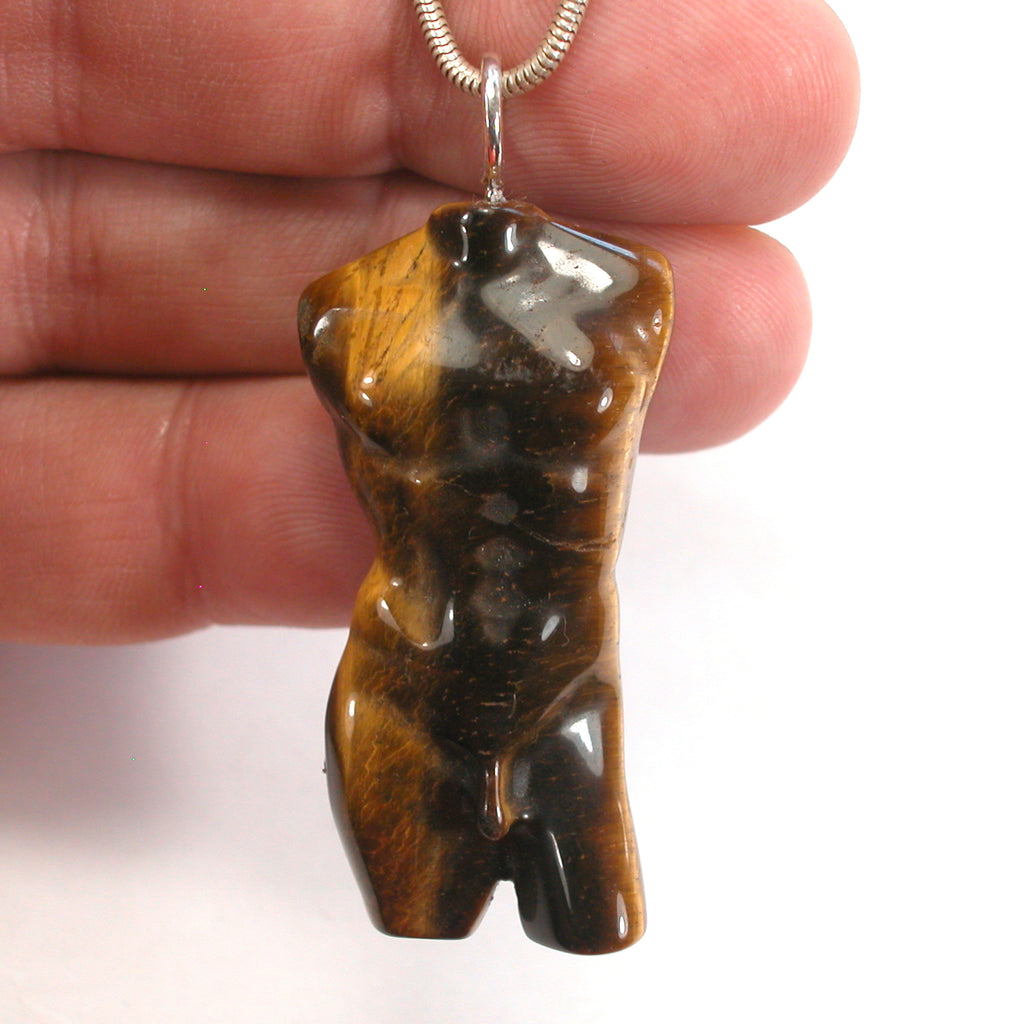 DVH Tigereye Male Model Pendant Man Bust Torso David 45x23x12mm (5613)