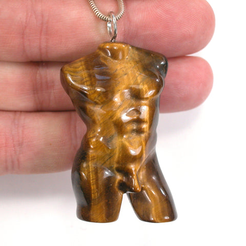 DVH Tigereye Male Model Pendant Man Bust Torso David 48x30x18mm (5675)