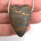 DVH Tiger Eye Iron Matte Finish Heart Bead Pendant 42x29x19mm (5365)