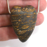 DVH Tiger Eye Iron Matte Finish Heart Bead Pendant 42x29x19mm (5365)