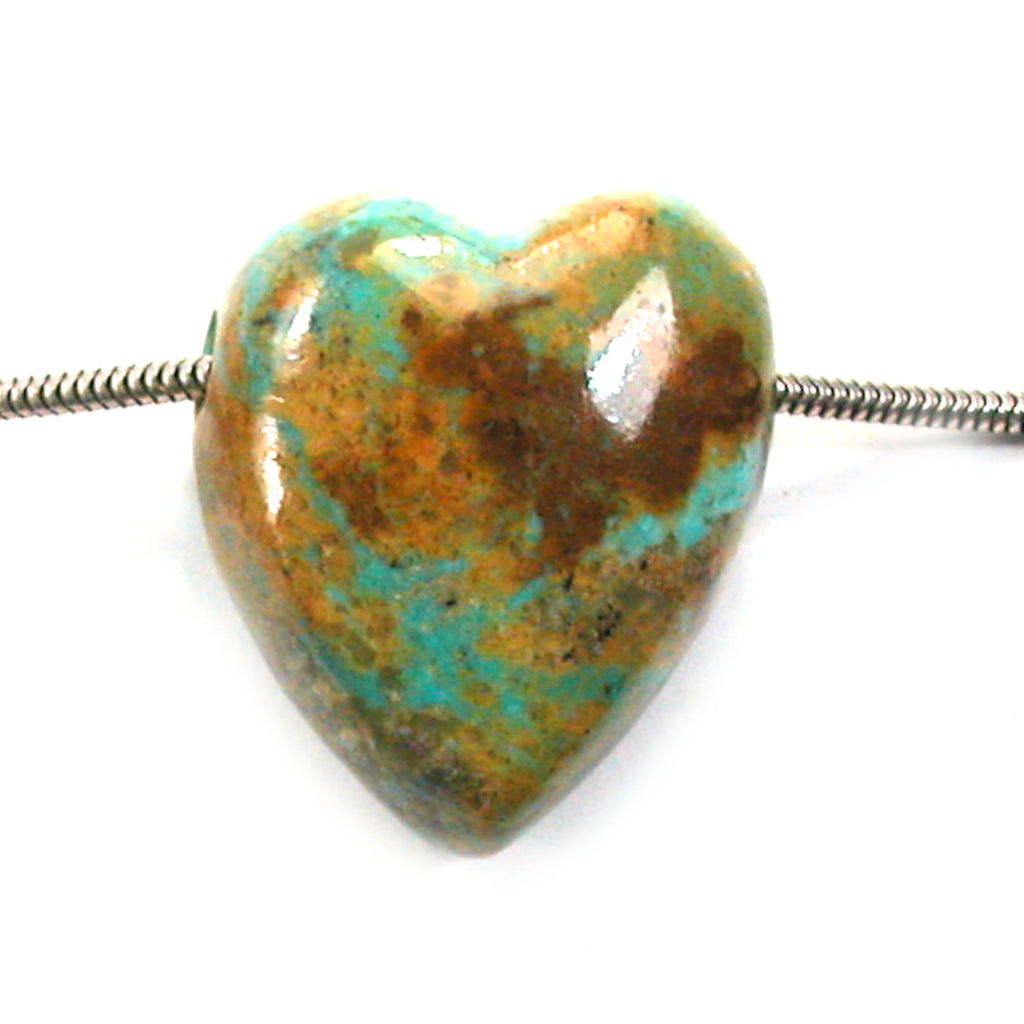 DVH 50ct Kingman Arizona Turquoise Heart Bead Pendant 25x22x14mm (5762)