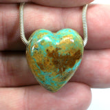 DVH 50ct Kingman Arizona Turquoise Heart Bead Pendant 25x22x14mm (5762)