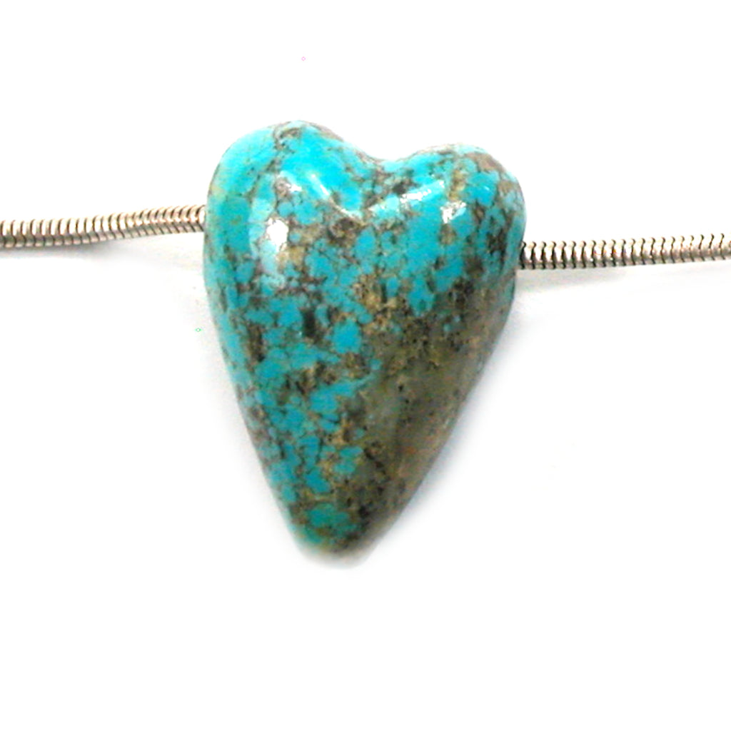 DVH 33ct Kingman Arizona Turquoise Heart Bead Pendant 25x18x14mm (5763)