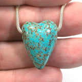 DVH 33ct Kingman Arizona Turquoise Heart Bead Pendant 25x18x14mm (5763)