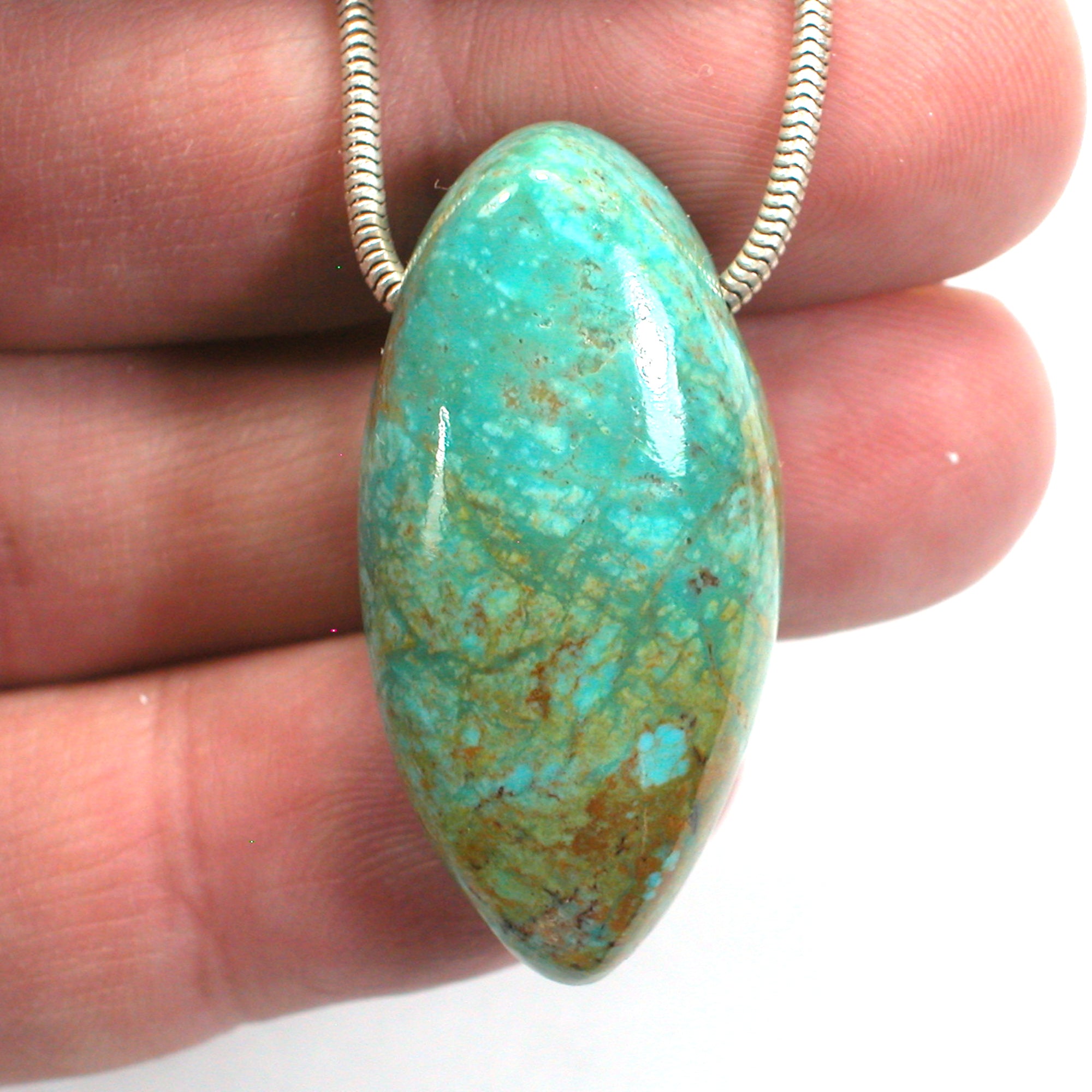 DVH 66ct Kingman Arizona Turquoise Freeform Focal Bead 37x18x15mm (5765) - DVHdesigns