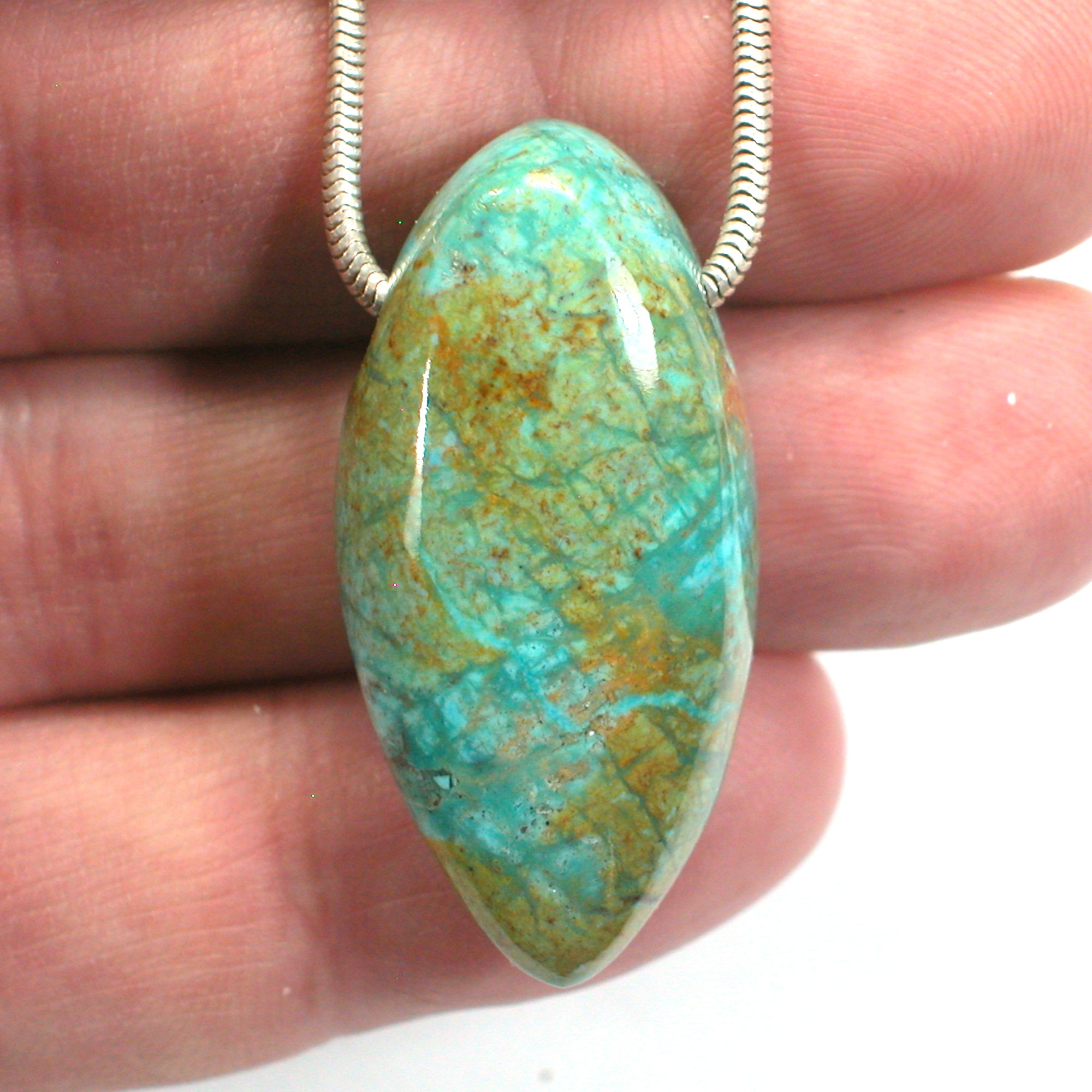 DVH 66ct Kingman Arizona Turquoise Freeform Focal Bead 37x18x15mm (5765) - DVHdesigns