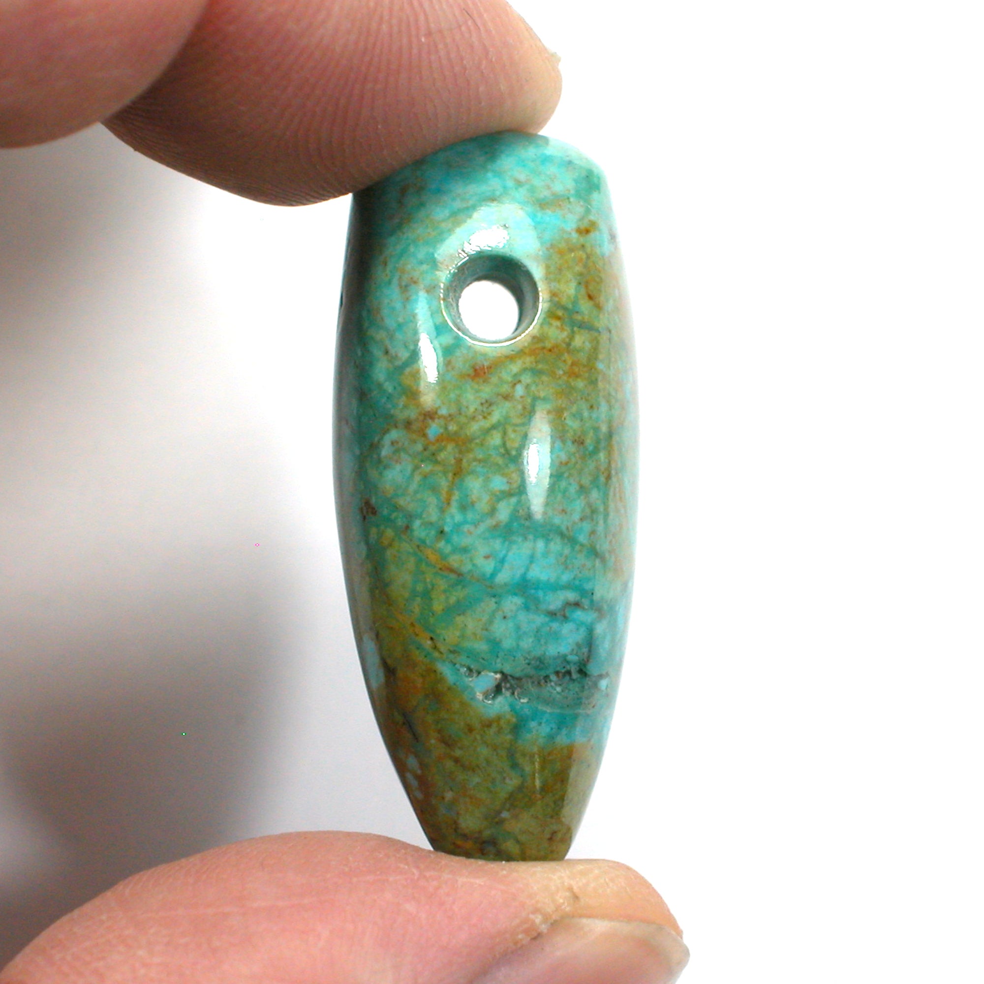 DVH 66ct Kingman Arizona Turquoise Freeform Focal Bead 37x18x15mm (5765) - DVHdesigns
