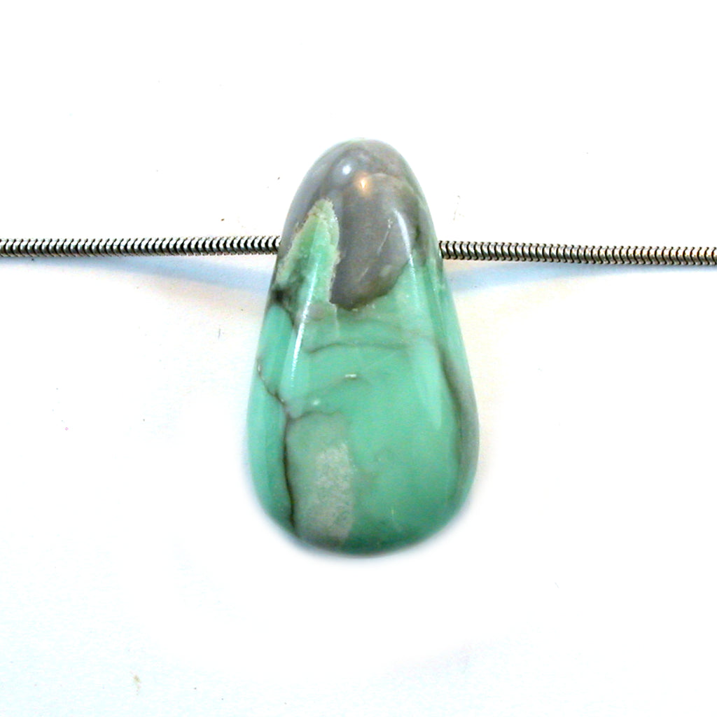DVH Variscite Bead Pendant Lucin Utah Natural Green Turquoise 35x19x14mm (5794) - DVHdesigns