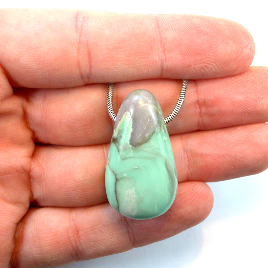 DVH Variscite Bead Pendant Lucin Utah Natural Green Turquoise 35x19x14mm (5794)