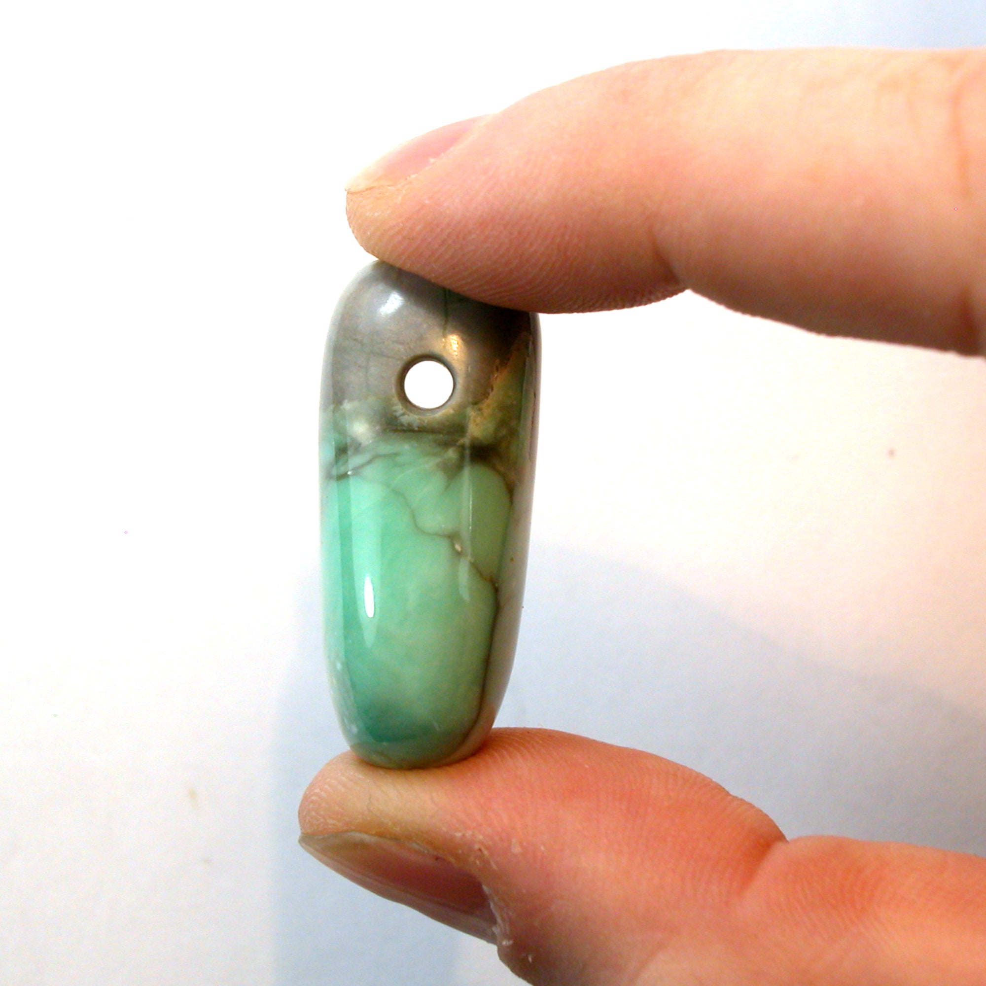 DVH Variscite Bead Pendant Lucin Utah Natural Green Turquoise 35x19x14mm (5794) - DVHdesigns