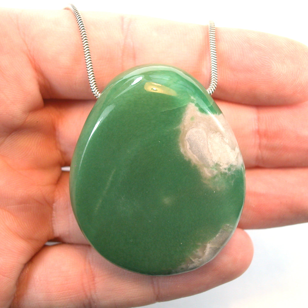 DVH Variscite Bead Pendant Lucin Utah Natural Green Turquoise 50x41x18mm (5796)